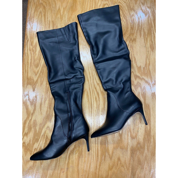 Charles David Piano Women's Black Leather Stiletto Heel Over-the-Knee Boots 10M - Picture 3 of 5